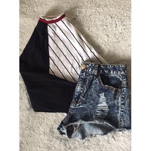 High waisted denim shorts